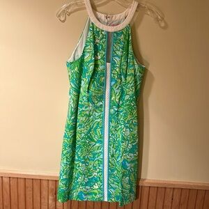 Lilly Pulitzer, green & white print dress, Size 8